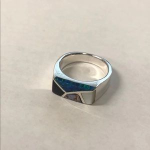 Stylish .925 Sterling Silver multi color Sz 8